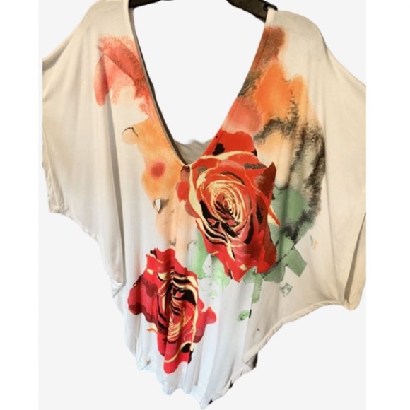 Rose Floral Chiffon Blouse Medium Simon Chang - Picture 5 of 5